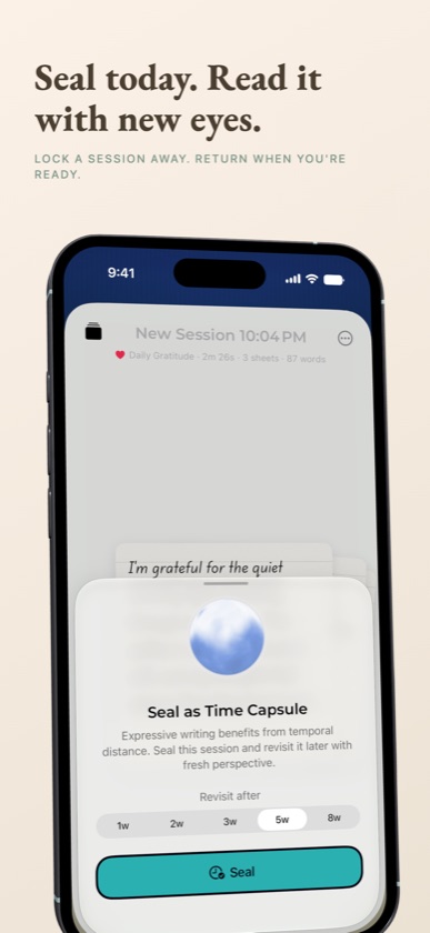 A sealed session shown as a misty sphere: the time capsule.